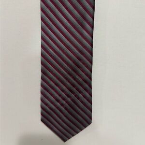 Murano Classic Burgundy and Gray Striped Tie